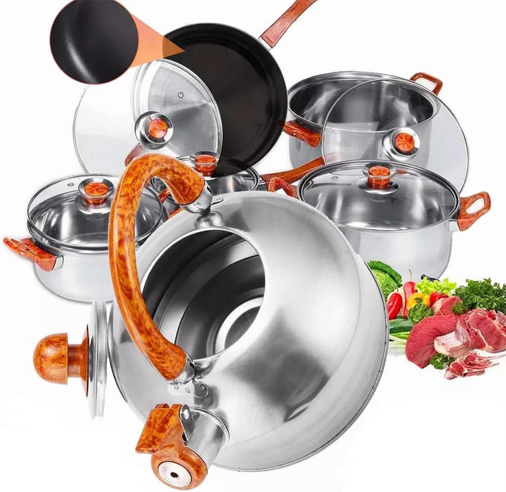 Set de ollas 116 piezas de acero inoxidable + ¡ENVÍO GRATIS!😱