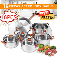 Set de ollas 116 piezas de acero inoxidable + ¡ENVÍO GRATIS!😱