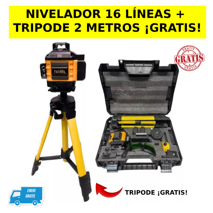 NIVEL LÁSER 16 LÍNEAS 360°+ ¡TRIPODE GRATIS!😱🎁